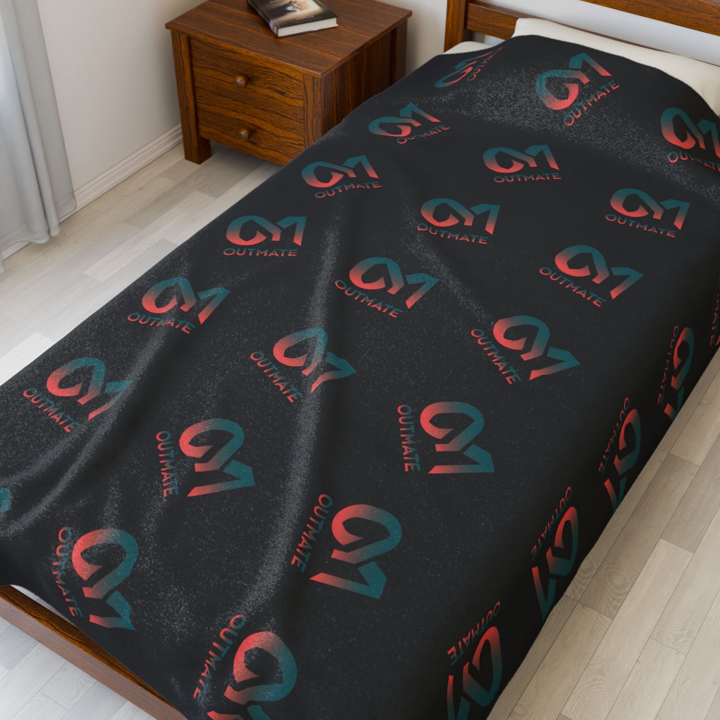 Plush Blanket — Retro Neon Patterned Velveteen Throw