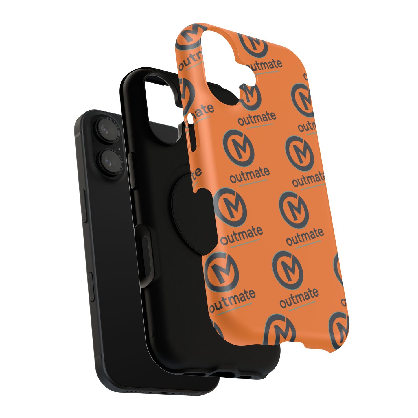 Impact-Resistant Phone Case — Orange Outmate Logo Pattern