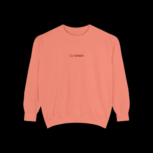 Embroidered 'OM' Garment-Dyed Sweatshirt — Casual Cozy Crewneck