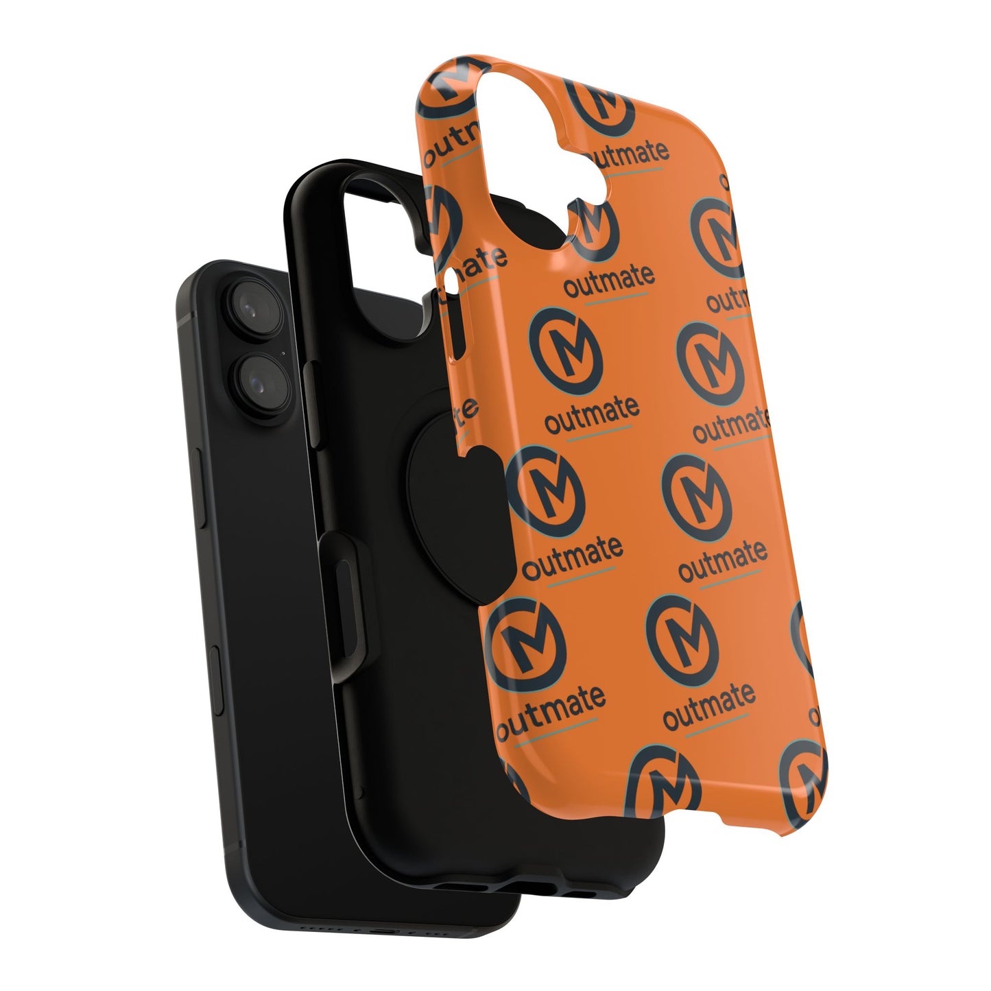 Impact-Resistant Phone Case — Orange Outmate Logo Pattern