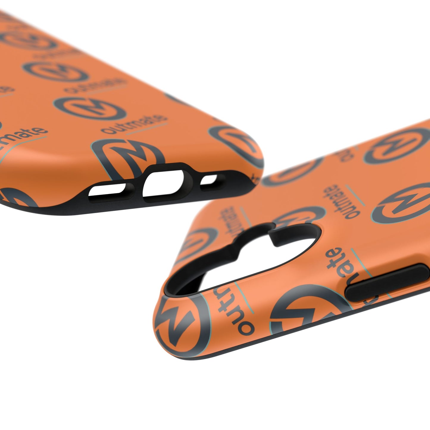 Impact-Resistant Phone Case — Orange Outmate Logo Pattern