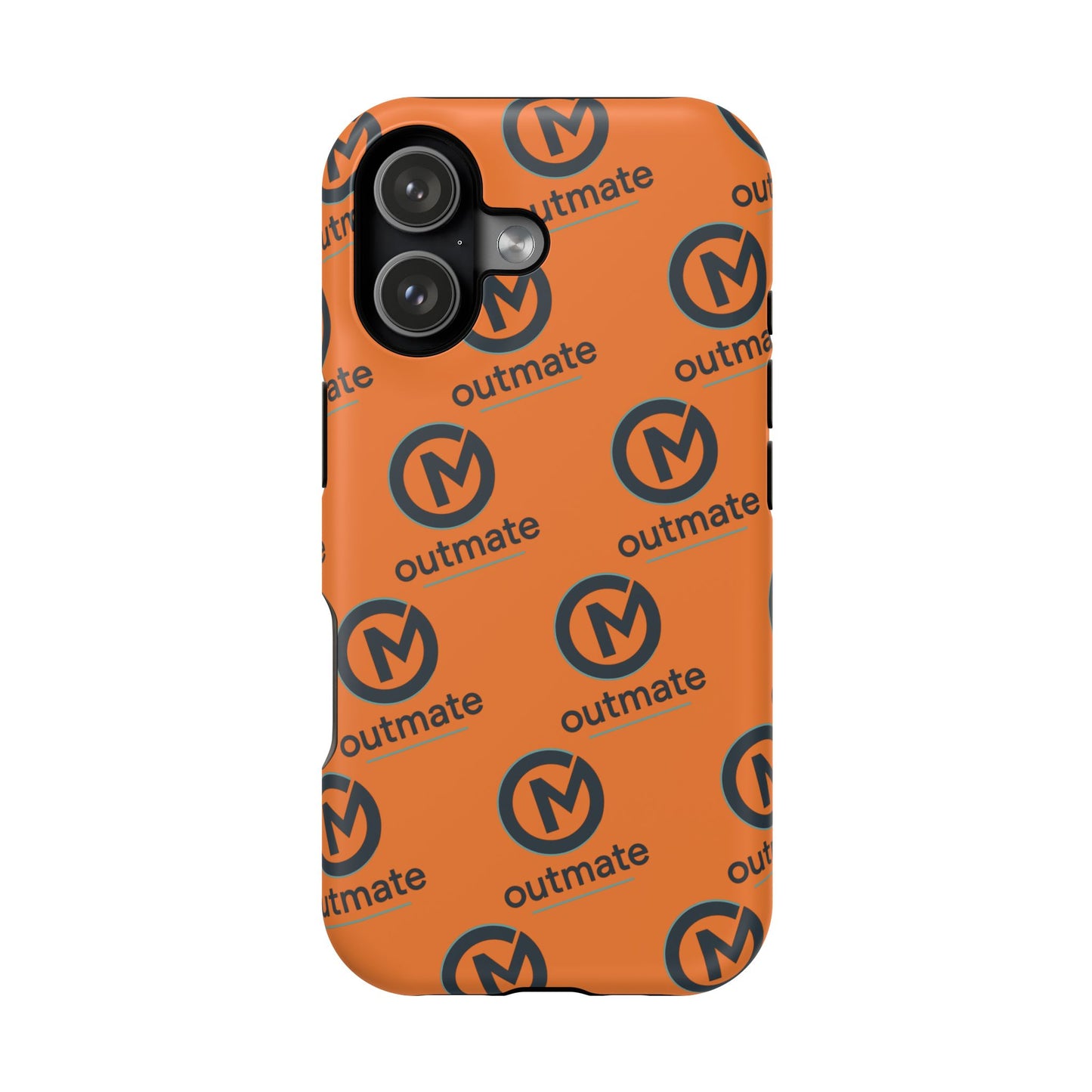 Impact-Resistant Phone Case — Orange Outmate Logo Pattern