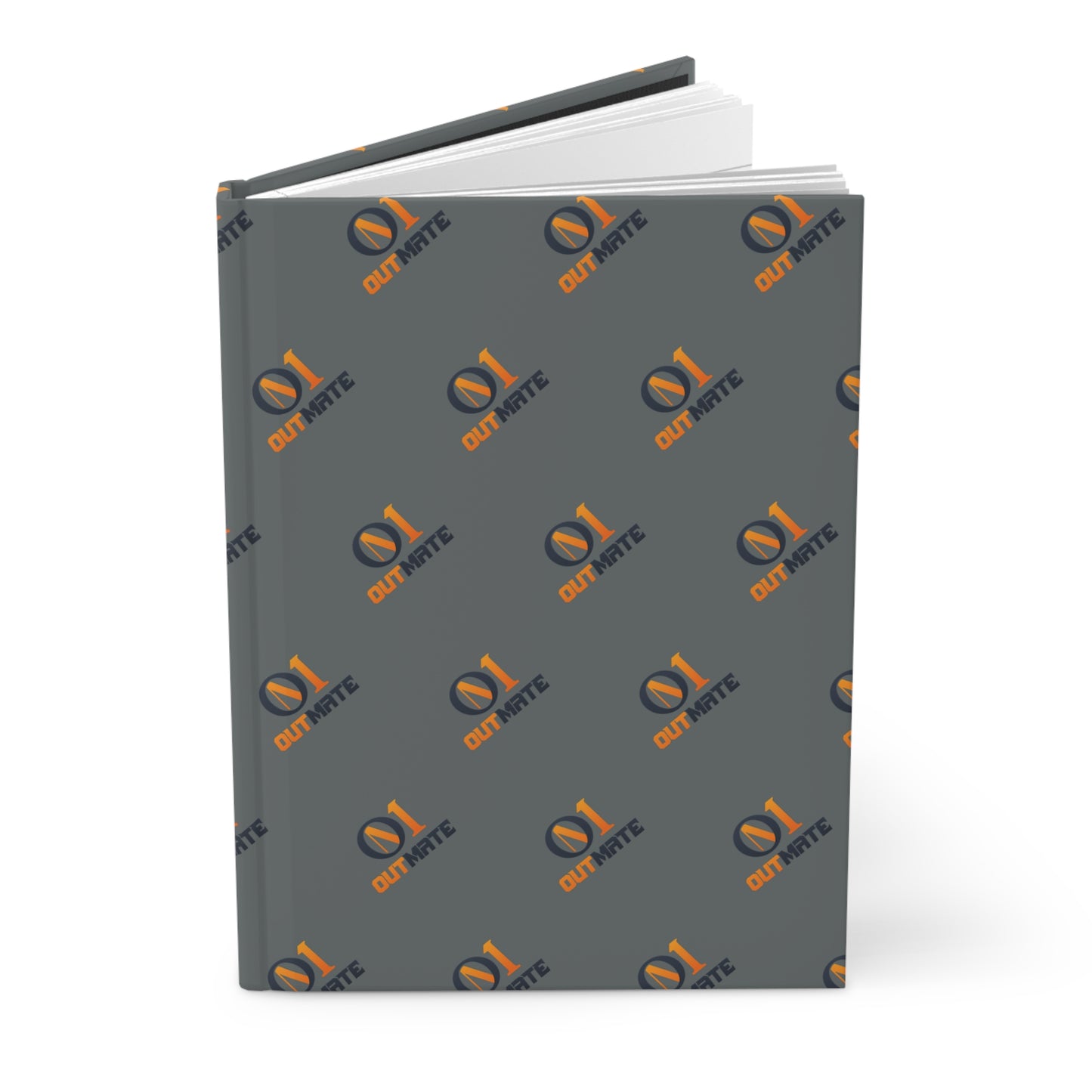 Hardcover Journal — Patterned Grey Logo Notebook (Matte)