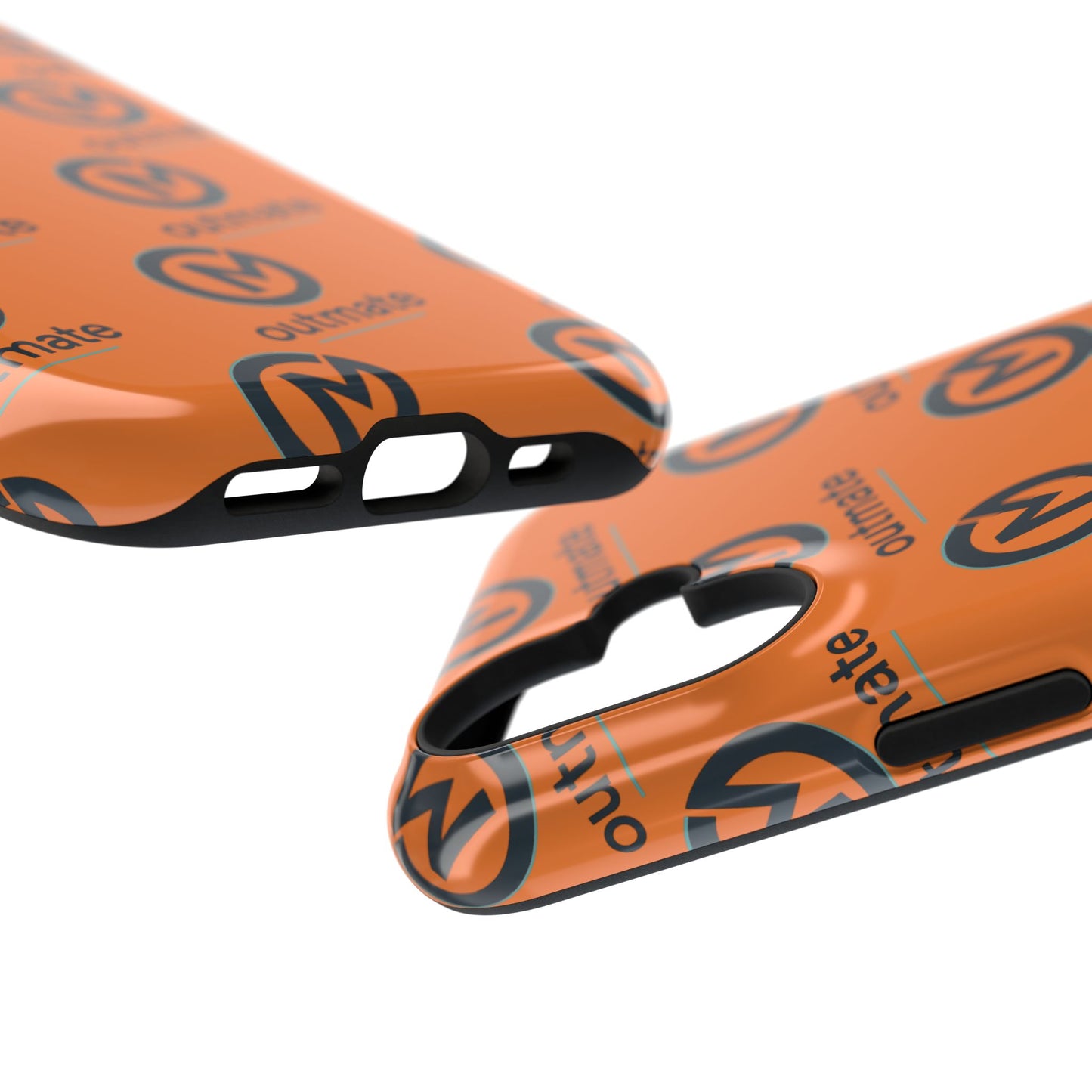 Impact-Resistant Phone Case — Orange Outmate Logo Pattern